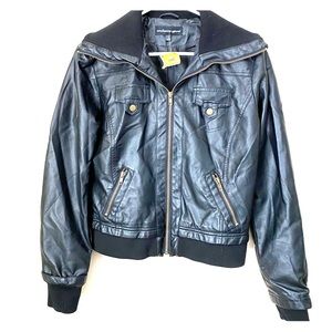 faux leather bomber jacket